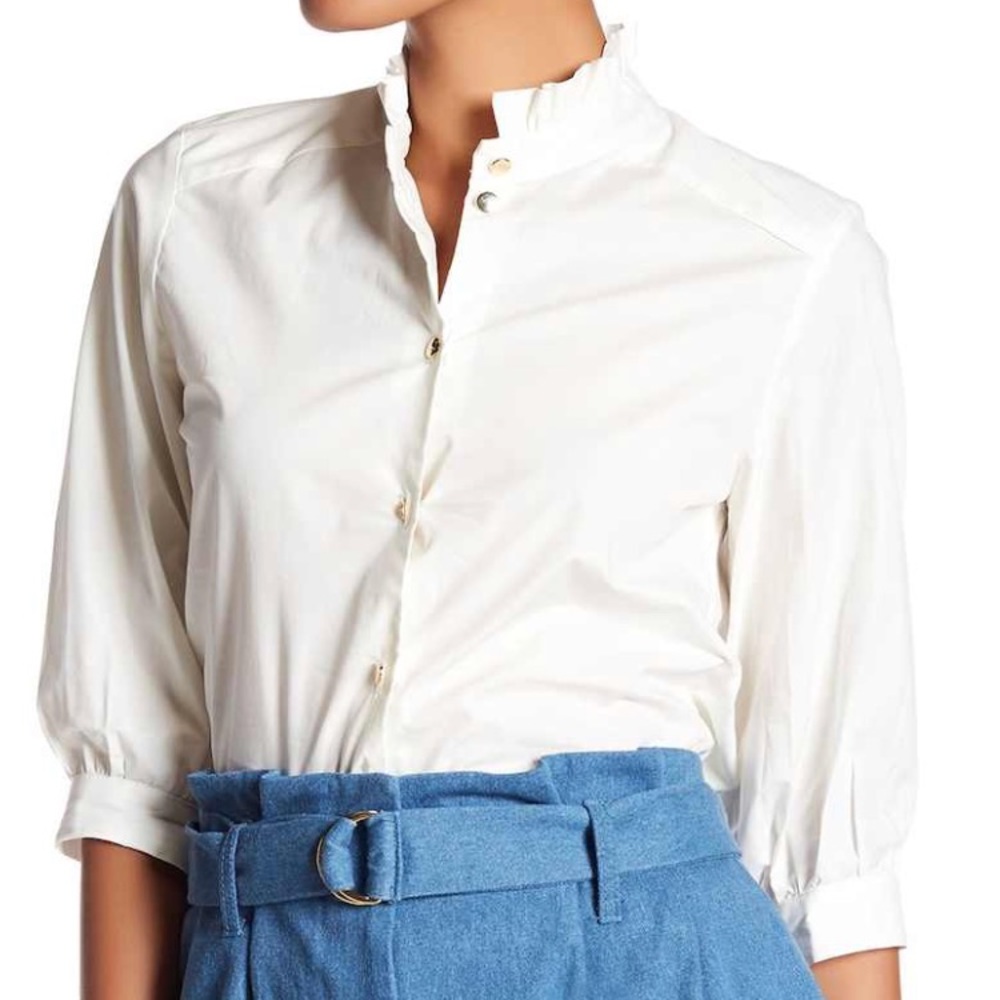 Front Button 3/4 Sleeve Blouse